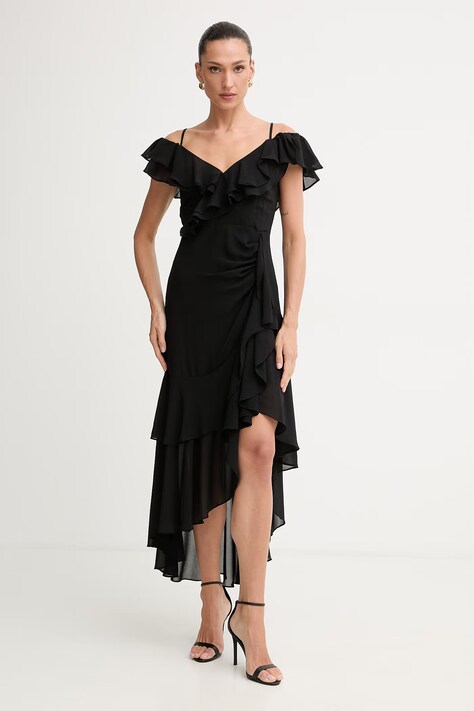 Morgan sukienka rozkloszowana czarna gładka RJOLIE