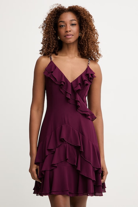 Morgan sukienka rozkloszowana bordowa gładka RDADOU