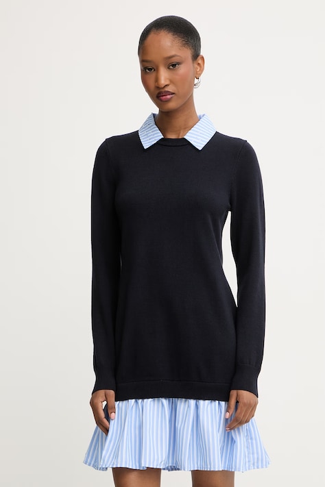 Morgan sukienka z wiskozą granatowa gładka RMCITY