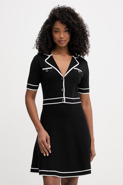 Morgan sukienka z wiskozą czarna gładka RMEDIN