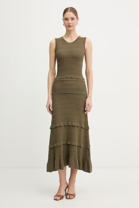 Morgan sukienka z wiskozą zielona gładka RMILIA