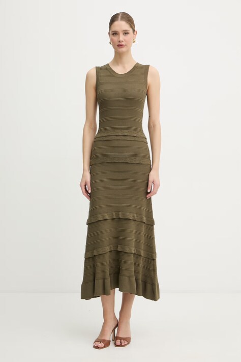 Morgan sukienka z wiskozą zielona gładka RMILIA