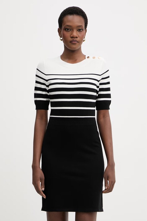 Morgan sukienka letnia z wiskozy czarna w paski RMLOL