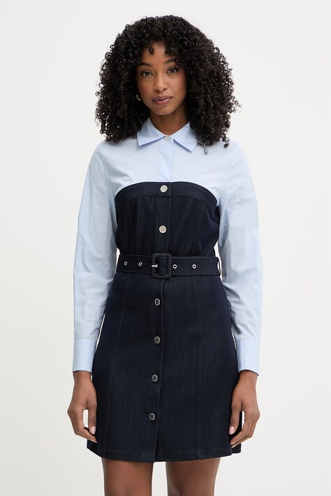 Morgan sukienka z wiskozą granatowa gładka ROIMA