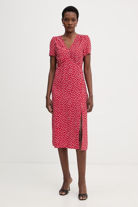 Morgan sukienka letnia z wiskozy czerwona w groszki ROIS
