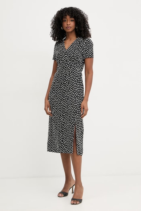 Morgan sukienka letnia z wiskozą czarna w groszki ROIS