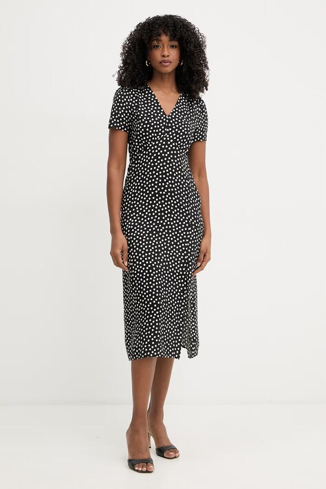 Morgan sukienka letnia z wiskozą czarna w groszki ROIS