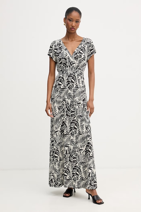 Morgan sukienka rozkloszowana czarna roślinna RSISSO