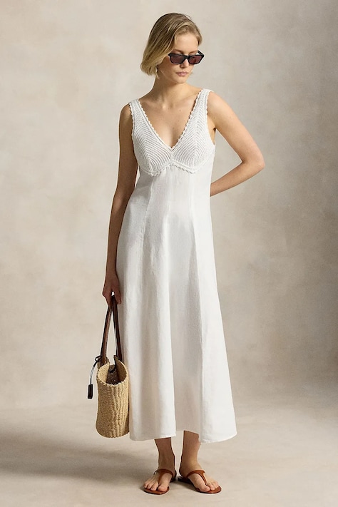 Polo Ralph Lauren sukienka letnia lniana biała 211B20517