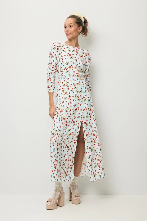 BIZUU sukienka letnia z wiskozą CALANA niebieska w kwiaty