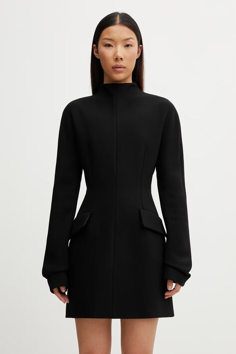 Sportmax Spxtefrite malé černé šaty hladké s vlnou černé 2612221011600