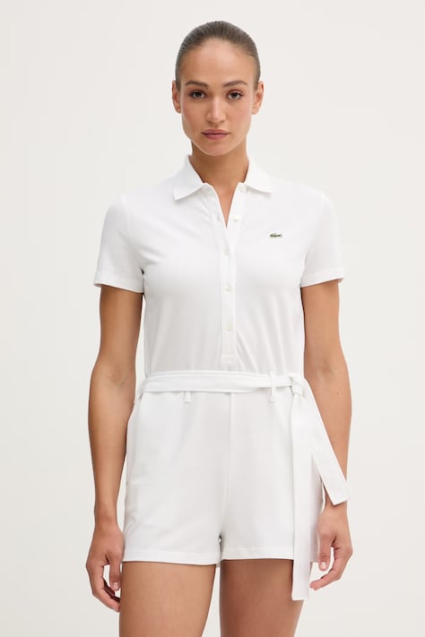 Lacoste ολόσωμη φόρμα γυναικεία από βαμβάκι με ελαστάν λευκή EF1823