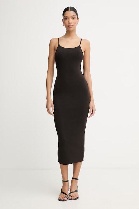 La Mania sukienka z wiskozą NADINE brązowa gładka NADINE