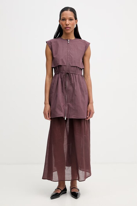 Isabelle Blanche sukienka lniana brązowa gładka IS26SS-A037-T002