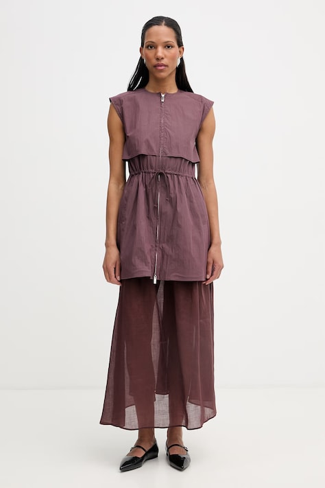 Isabelle Blanche sukienka lniana brązowa gładka IS26SS-A037-T002