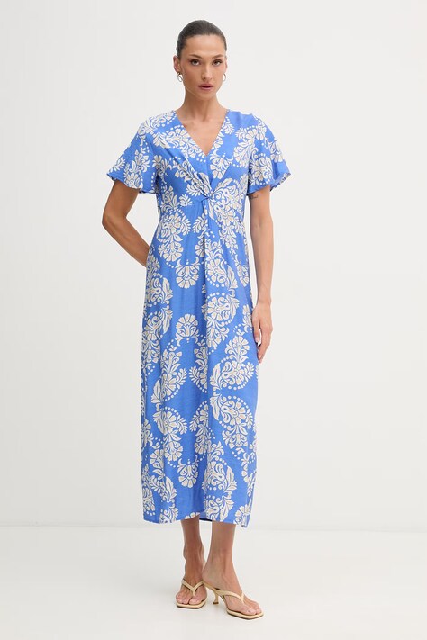 Lola Casademunt sukienka z wiskozą niebieska w kwiaty LS2616137