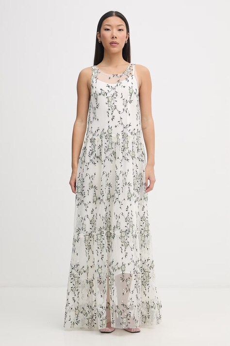 MUNTHE sukienka babydoll BARINA zielona w kwiaty 261130026132