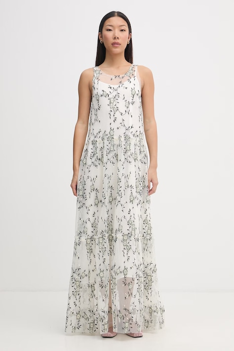 MUNTHE sukienka babydoll BARINA zielona w kwiaty 261130026132