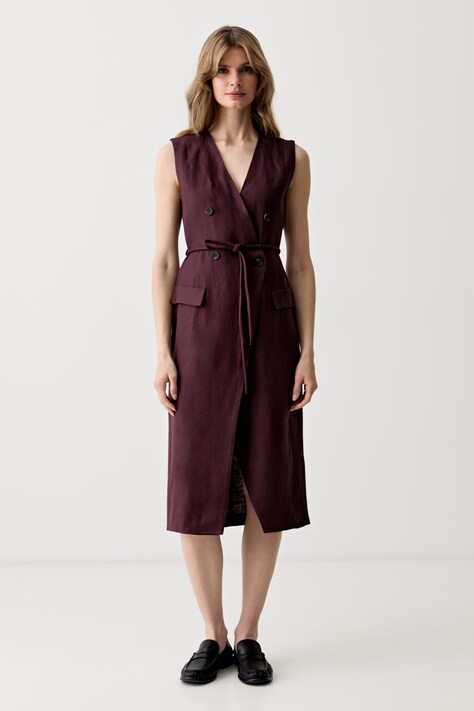 Sisley rochie petrecută din in violet simplă 4TTSLV07W