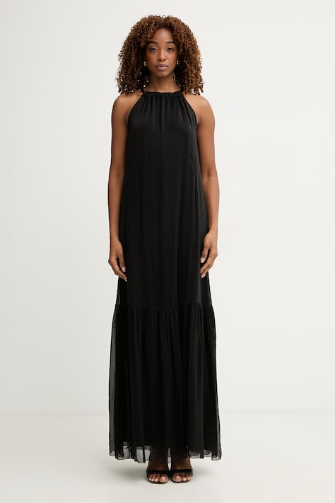 Haveone rochie de vară cu mătase neagră simplă AFF-Q011