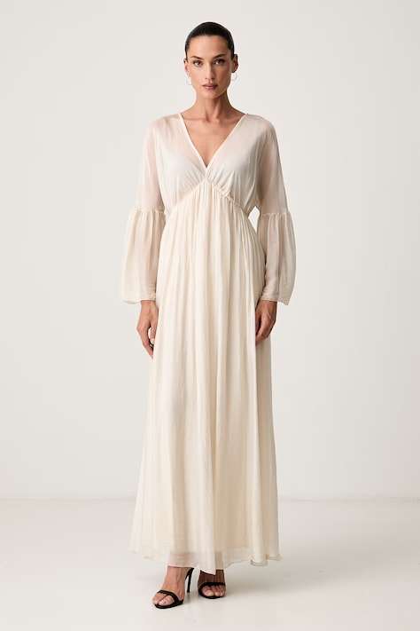 Haveone rochie cu mătase gri simplă ACH-Q016
