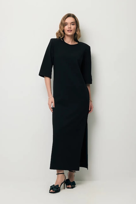 BIZUU sukienka bawełniana z elastanem JULISSA czarna gładka JULISSA CZARNY