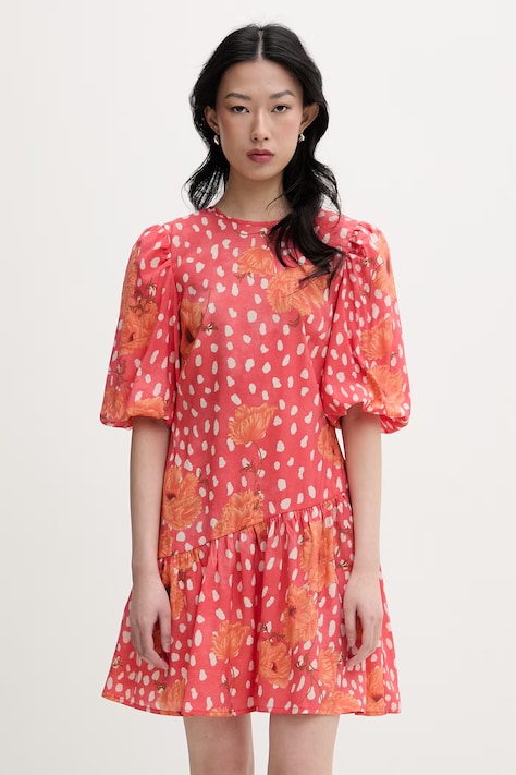 Never Fully Dressed sukienka letnia z wiskozy różowa NFDDR3409