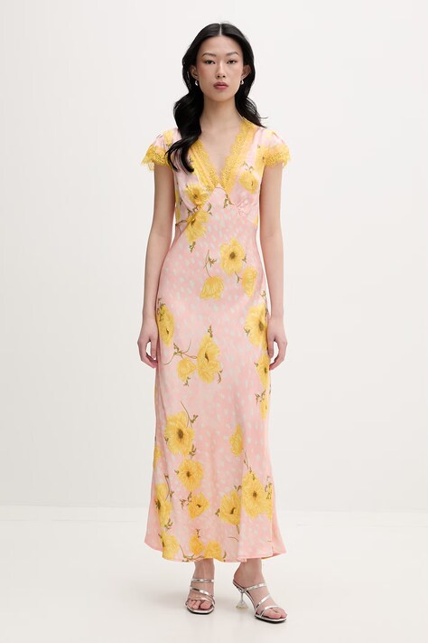 Never Fully Dressed sukienka z wiskozy różowa w kwiaty NFDDR3452