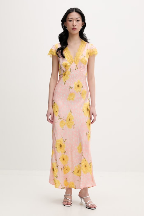 Never Fully Dressed sukienka z wiskozy różowa w kwiaty NFDDR3452