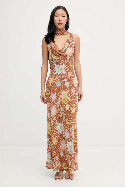 Never Fully Dressed sukienka letnia brązowa NFDDR3392