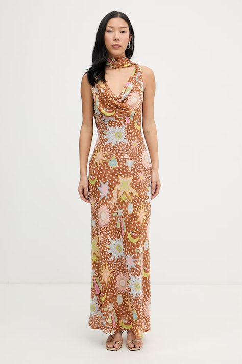 Never Fully Dressed sukienka letnia brązowa NFDDR3392