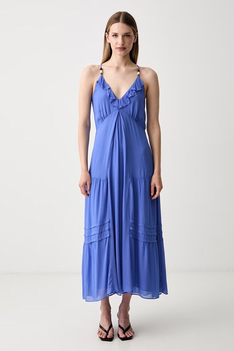 Pedro del Hierro sukienka rozkloszowana z wiskozy niebieska gładka 3813595