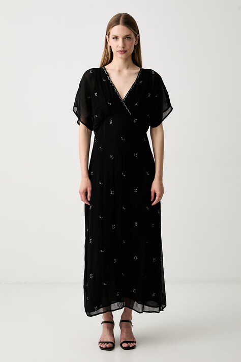 Pedro del Hierro sukienka rozkloszowana z wiskozy czarna 3813573