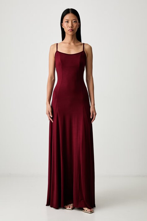 Le Privé sukienka z lyocellu MEL BORDEAUX bordowa gładka LP00791
