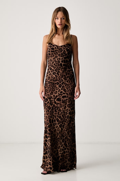 Le Privé sukienka bieliźniana z wiskozy LISE LEOPARD brązowa w panterkę LP00789