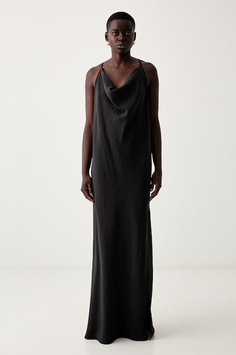 Haveone rochie de vară cu modal neagră simplă AVS-Q229
