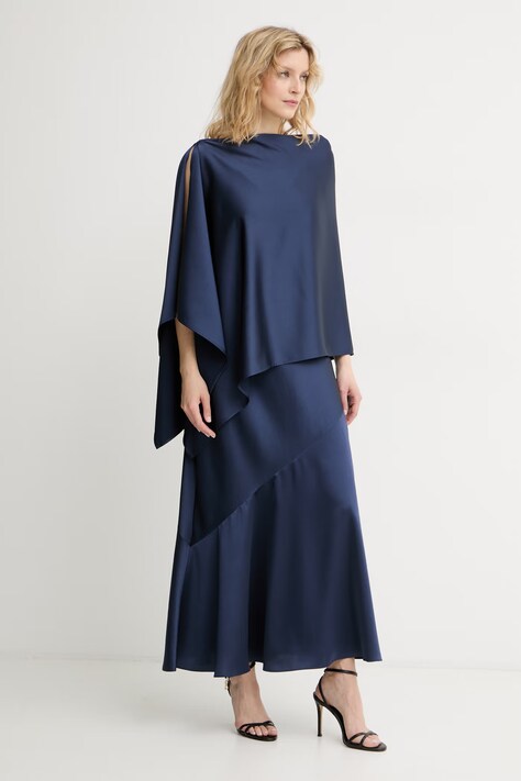 Weekend Max Mara sukienka bieliźniana granatowa gładka 2615231013600