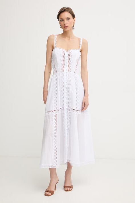 Charo Ruiz Ibiza sukienka letnia z bawełną Dafelle biała gładka 261620