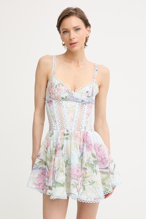 Charo Ruiz Ibiza sukienka letnia z bawełną Gardenia niebieska w kwiaty 266603