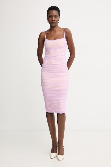 Herve Leger sukienka drapowana Zia fioletowa gładka RMS8563968