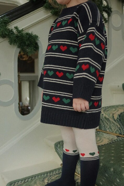Konges Sløjd sukienka dziecięca z dodatkiem wełny BELOU KNIT DRESS kolor granatowy mini prosta KS104227