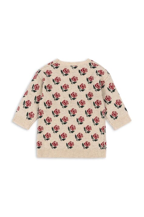 Konges Sløjd sukienka dziecięca z dodatkiem wełny BELOU KNIT DRESS kolor beżowy mini prosta KS104227