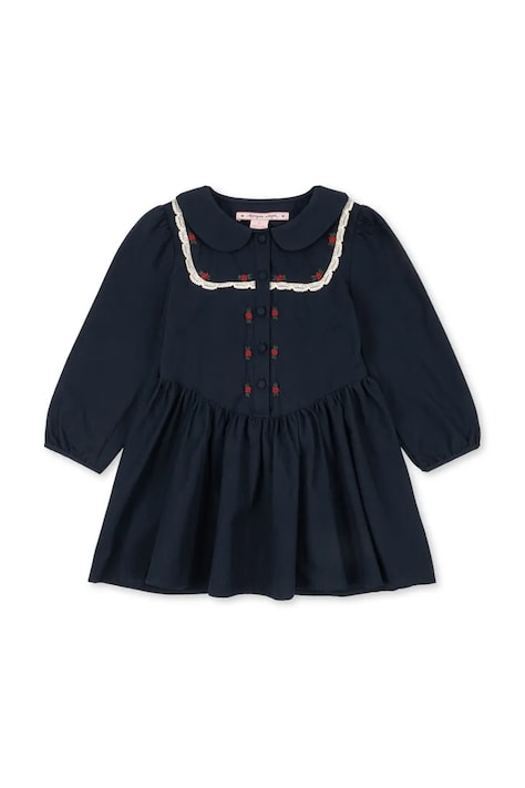 Dječja pamučna haljina Konges Sløjd EMMY DRESS GOTS boja: tamno plava, mini, širi se prema dolje, KS104292