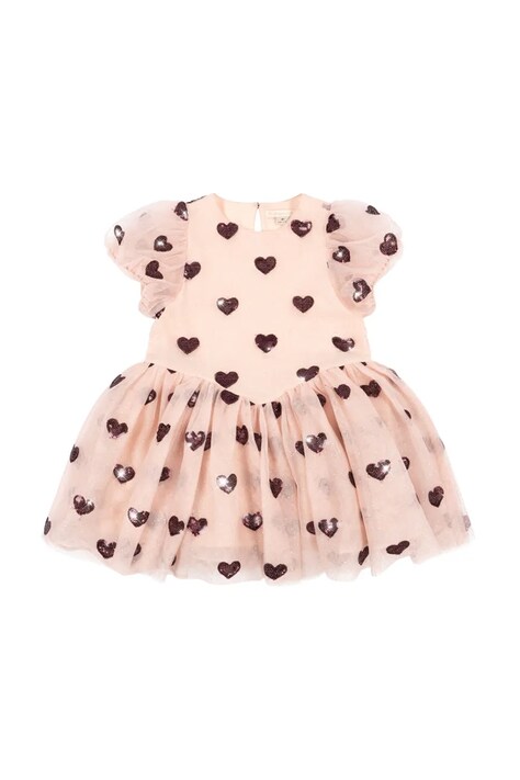 Konges Sløjd sukienka dziecięca HEARTLILY DRESS GRS kolor beżowy mini rozkloszowana KS104313
