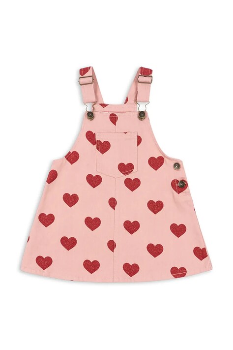 Konges Sløjd sukienka bawełniana dziecięca MAGOT OVERALL DRESS GOTS kolor różowy mini rozkloszowana KS104360