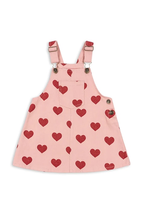 Дитяча бавовняна сукня Konges Sløjd MAGOT OVERALL DRESS GOTS колір рожевий mini розкльошена KS104360