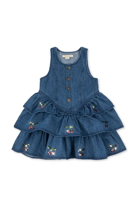 Konges Sløjd sukienka jeansowa dziecięca ELBA DRESS GOTS kolor niebieski mini rozkloszowana KS104392
