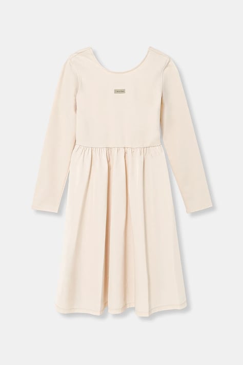 Calvin Klein Jeans rochie fete culoarea bej, mini, evazați, IG0IG03082