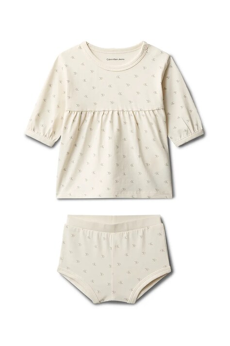 Детское платье Calvin Klein Jeans цвет бежевый mini расклешённое IN0IN00351