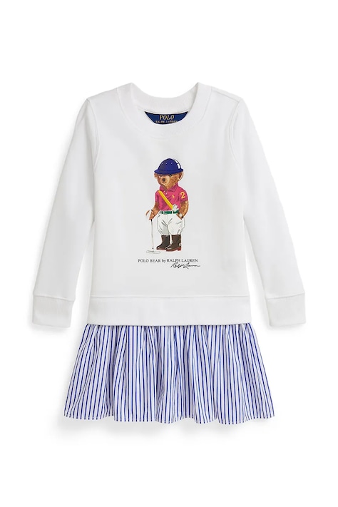 Dievčenské šaty Polo Ralph Lauren biela farba, mini, rovný strih, 312A96118001